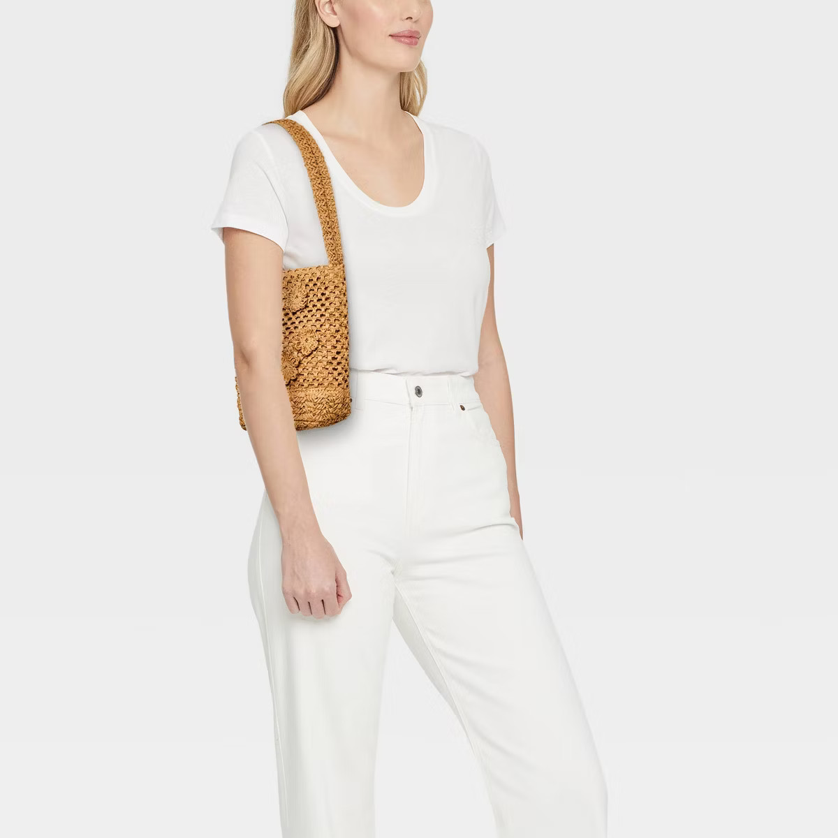 Straw Mini Floral Print Bucket Bag - A New Day™ | Target