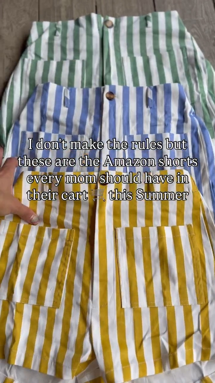 These shorts are 10/10 fit, style, and length! Mom approved! 

Comment “shorts” to shop 

#shorts #momshorts #striped #short #summershorts