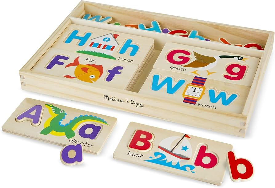 Melissa & Doug ABC Picture Boards - Educational Toy With 13 Double-Sided Wooden Boards and 52 Let... | Amazon (US)