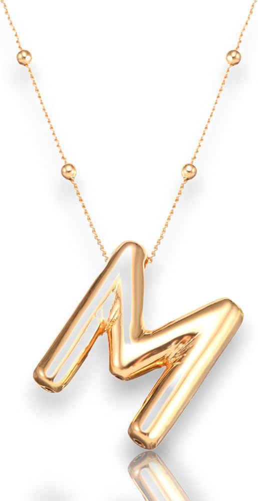 Balloon Initial Necklaces For Women, Dainty Bubble Letter Necklace,18k Gold Plated Balloon Pendan... | Amazon (US)
