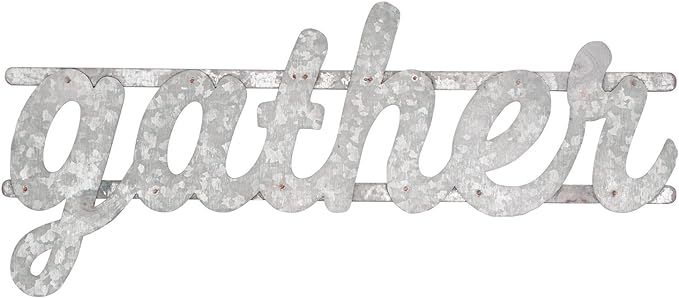Mud Pie Galvanized Tin Gather Word Art Sign | Amazon (US)