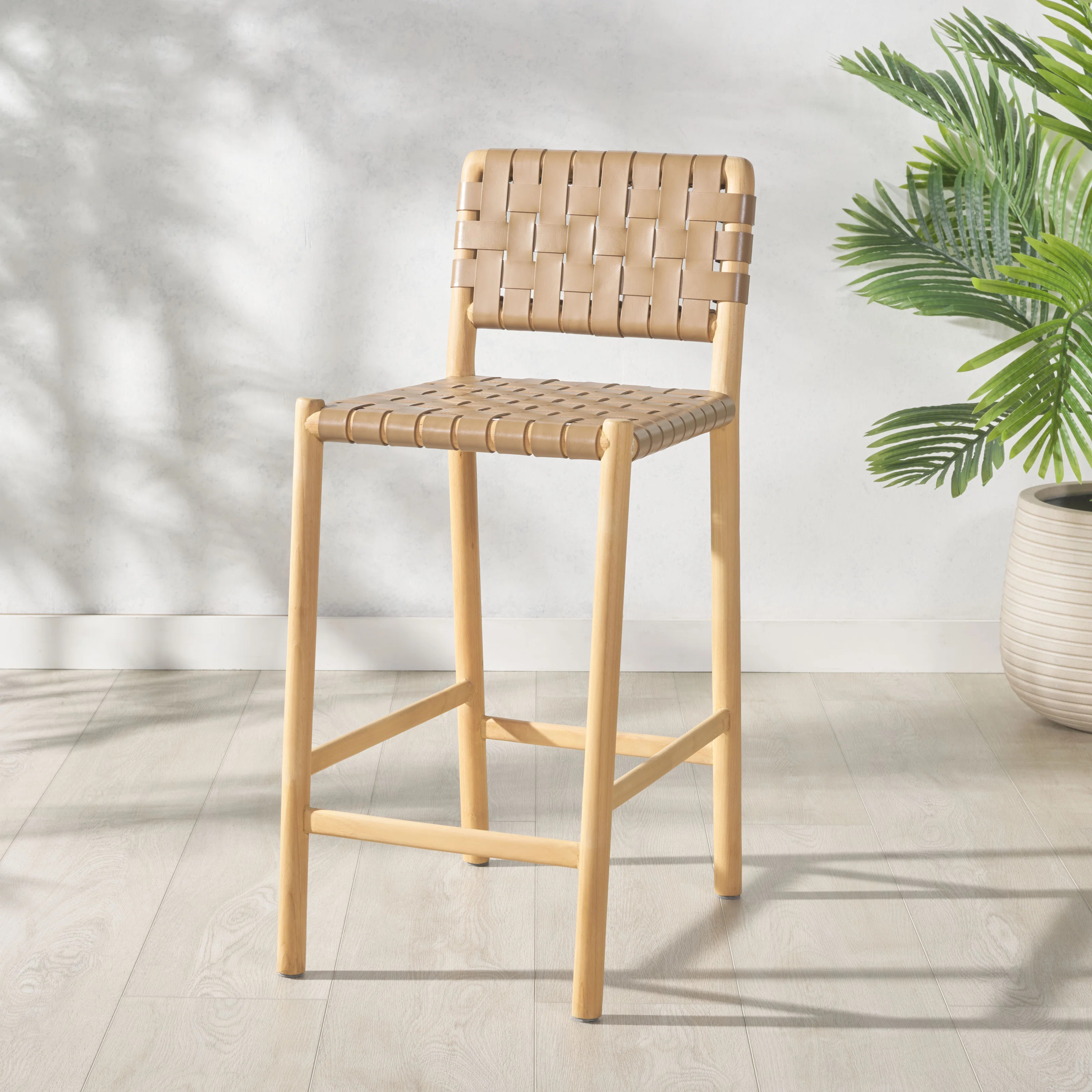 Jeremiah Woven Leather Counter Stool | Wayfair North America