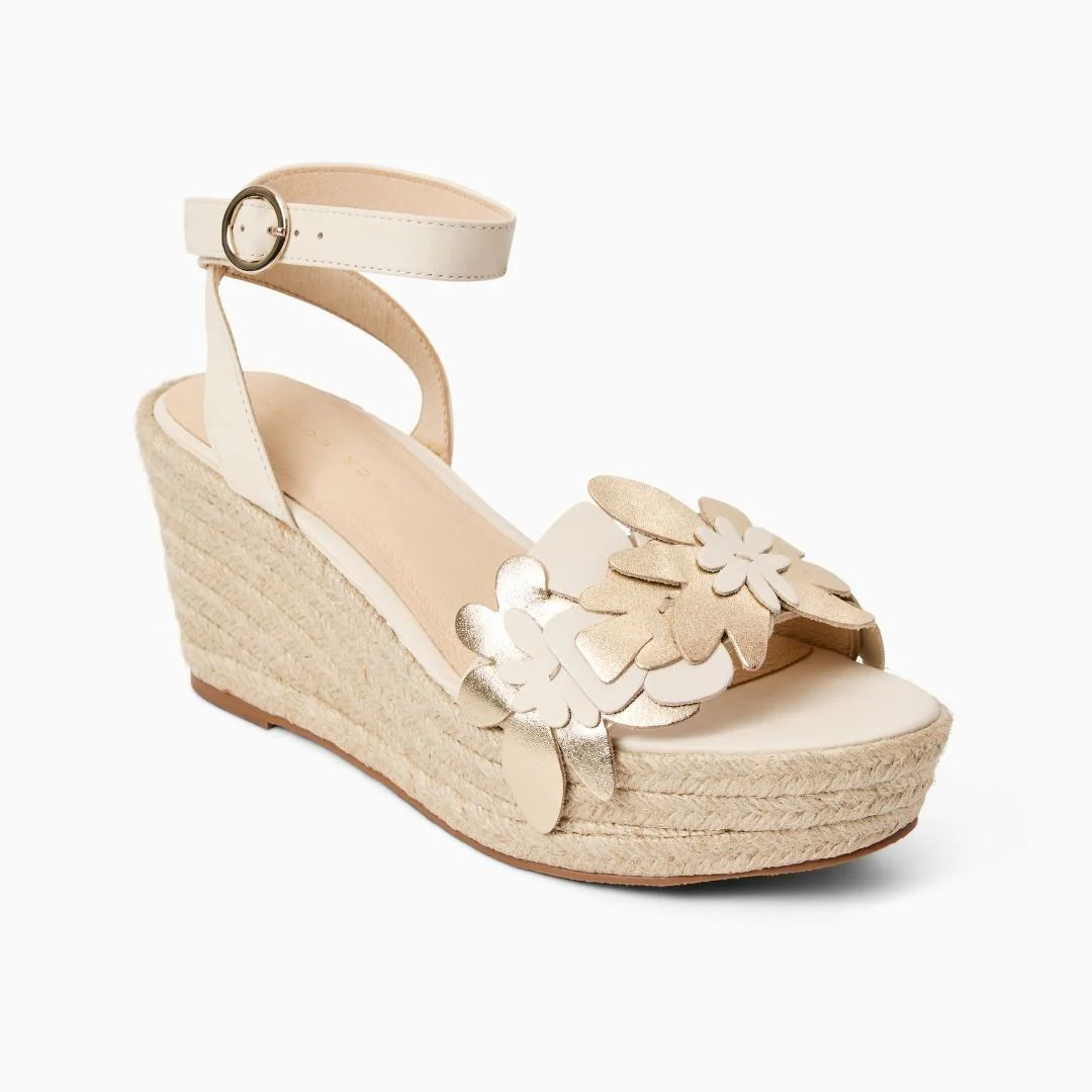 Jack Rogers Talahi — Ivory and Platinum Wedge Heels | Jack Rogers