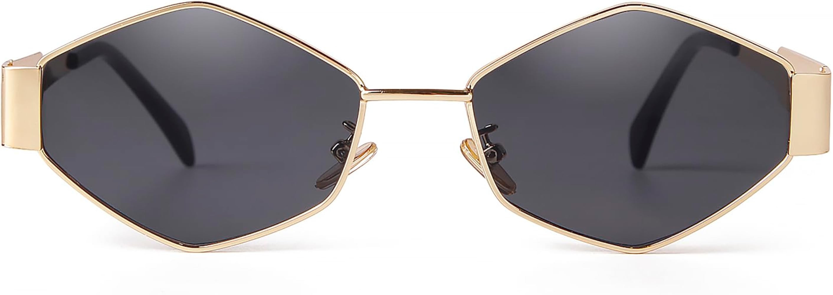 SDINM Trendy Hexagon Sunglasses for Women Retro Gold Metal Geometric Frame Sun Glasses Shades | Amazon (US)