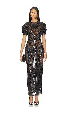 Norma Kamali Cap Sleeve Long Dress in Black from Revolve.com | Revolve Clothing (Global)