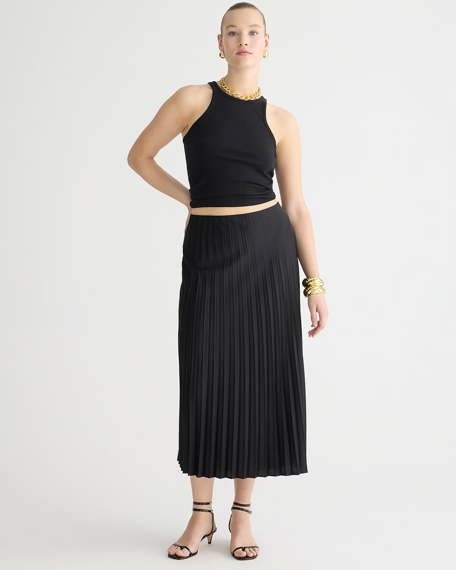 Pleated pull-on midi skirt | J. Crew US