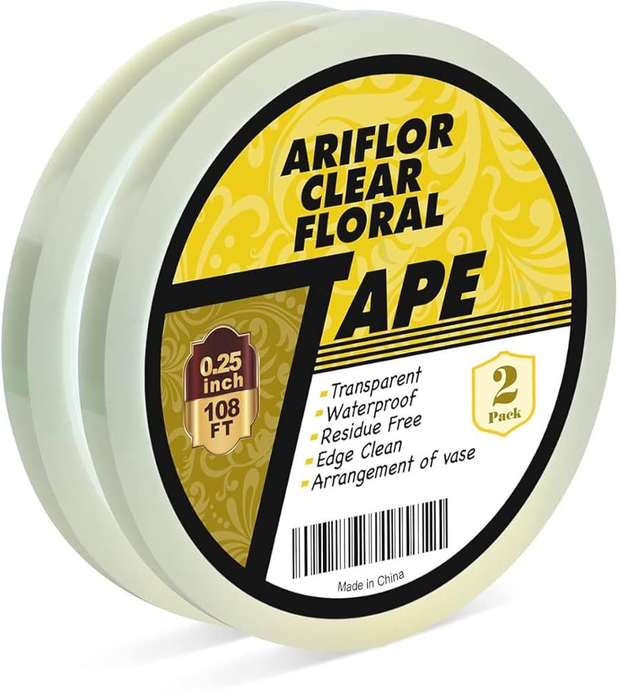 ARIFLOR 2Packs Clear Floral Tape - 1/4" Wide Floral Vase Tape, Clear Waterproof Floral Tape for F... | Amazon (US)