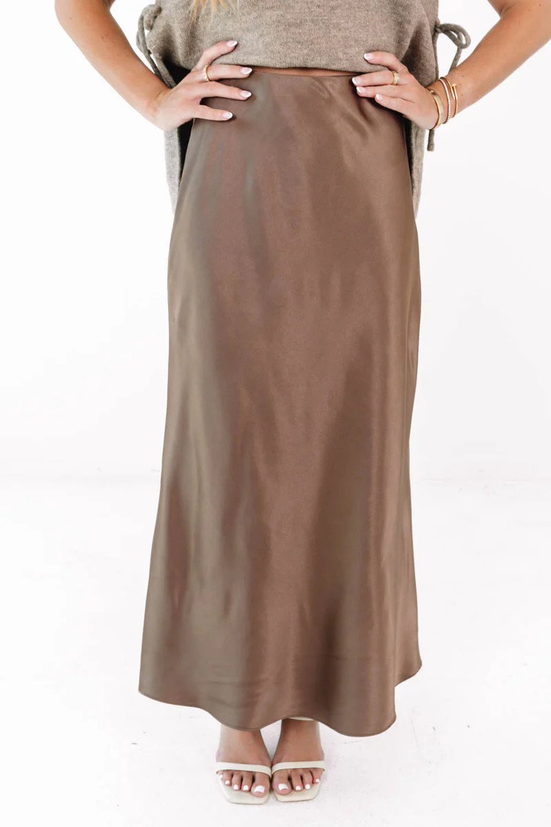 You're Hired Midi Skirt - Brown | The Impeccable Pig