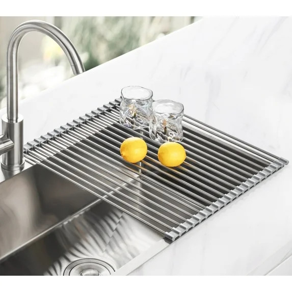 17.7" x 15.5" Roll Up Dish Drying Rack, Tomorotec Large Dish Racks Multipurpose Foldable Stainles... | Walmart (US)