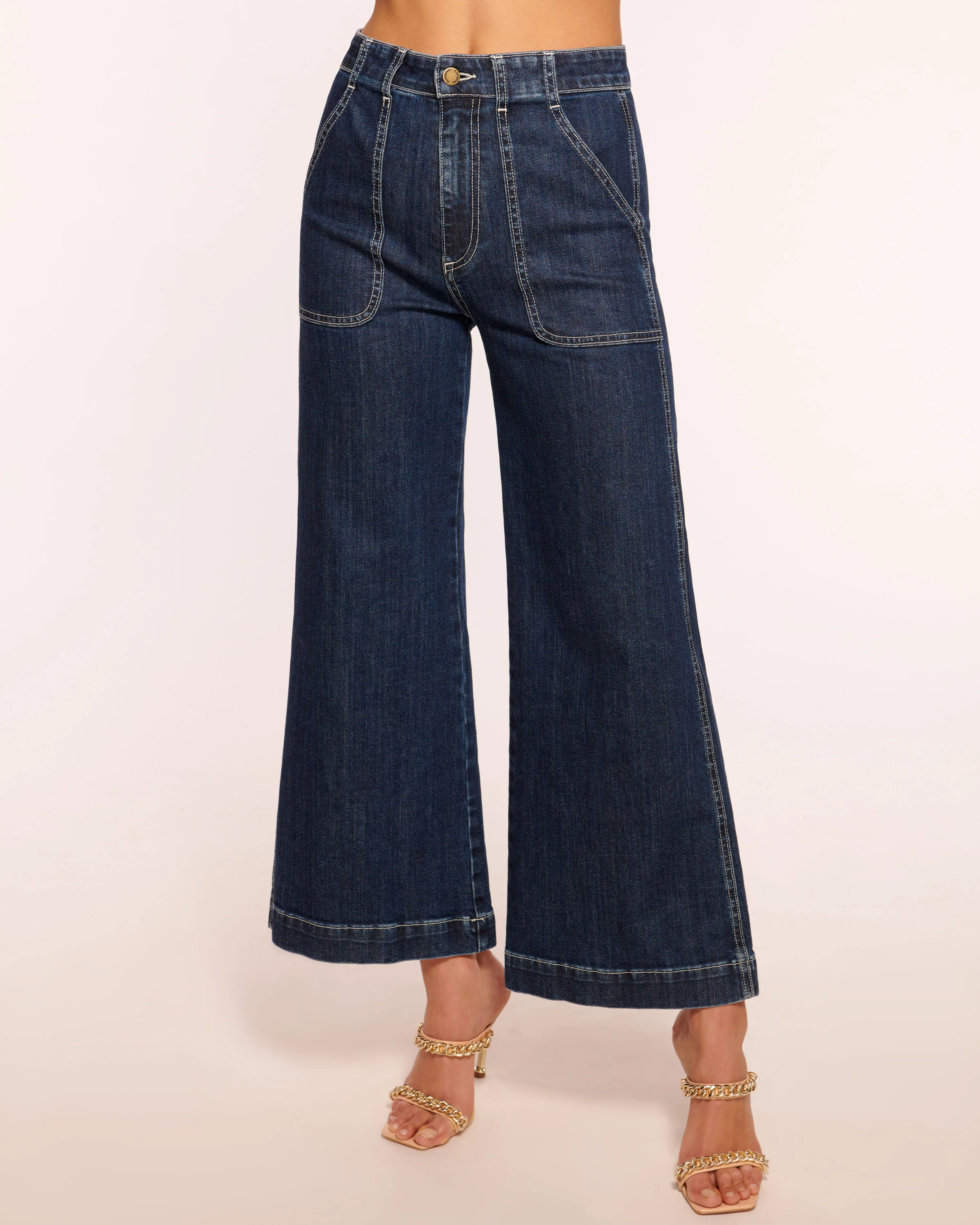Theodora Cropped Wide Leg Jean in Dark Wash | Ramy Brook