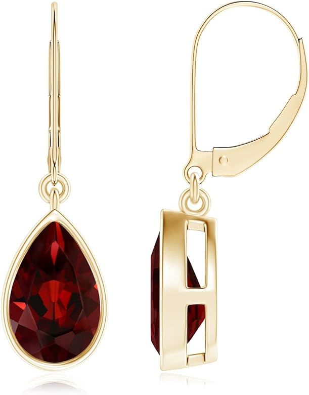 ANGARA Natural Garnet Drop Earrings for Women, Girls in 14K Yellow Gold (Grade-AAA | Size-9x6mm) ... | Amazon (US)
