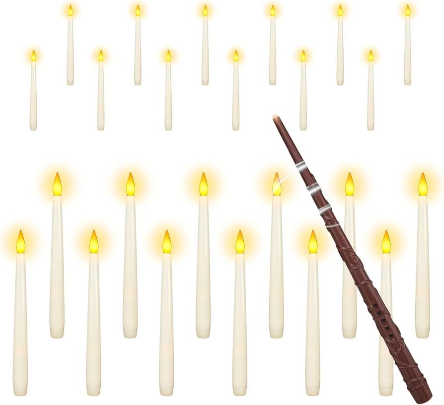 Hanging Floating Candles with Wand 24 pcs, Flameless Taper Candles Battery Operated, LED Candles,... | Amazon (US)