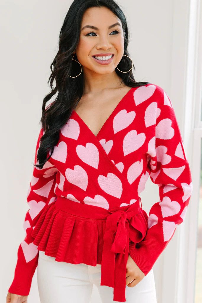 Looking To You Red Heart Print Sweater | The Mint Julep Boutique