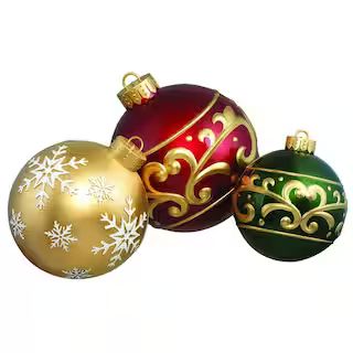 Home Accents Holiday 3- Piece Jumbo Ornament Set Holiday Yard Decoration 21SU00053 - The Home Dep... | The Home Depot