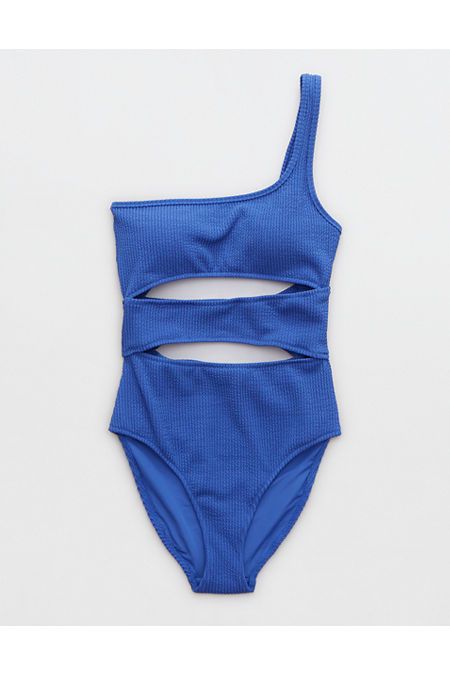 Aerie Crinkle Cut Out One Shoulder One Piece Swimsuit | Aerie