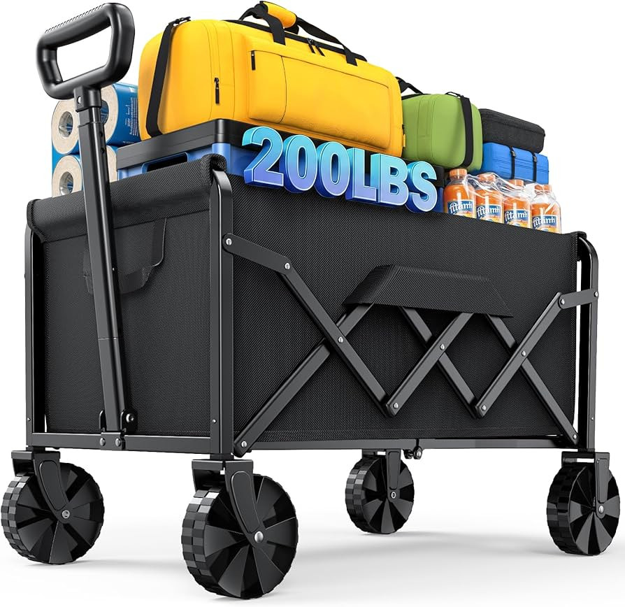 Kitsure Collapsible Wagon with Wheels, Foldable Dog Wagon Carts with 200lbs Load Capacity, Utilit... | Amazon (US)