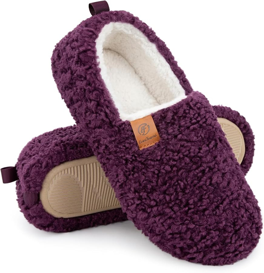 EverFoams Women’s Soft Curly Full Slippers Memory Foam Lightweight House Shoes Cozy Loafer with... | Amazon (US)