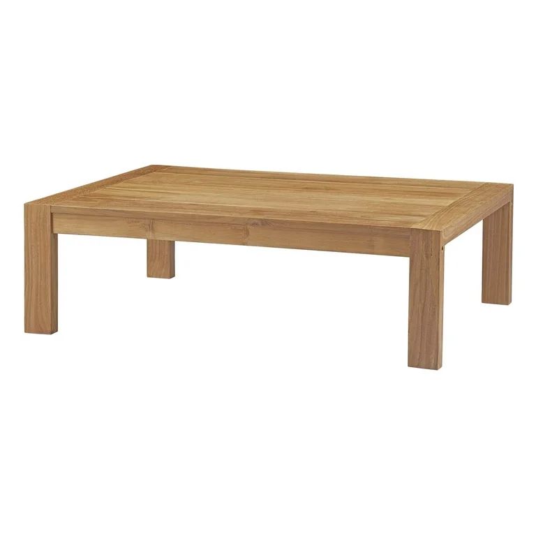 Lounge Coffee Table, Rectangular, Brown Natural, Teak Wood, Modern Contemporary, Outdoor Patio Ba... | Walmart (US)