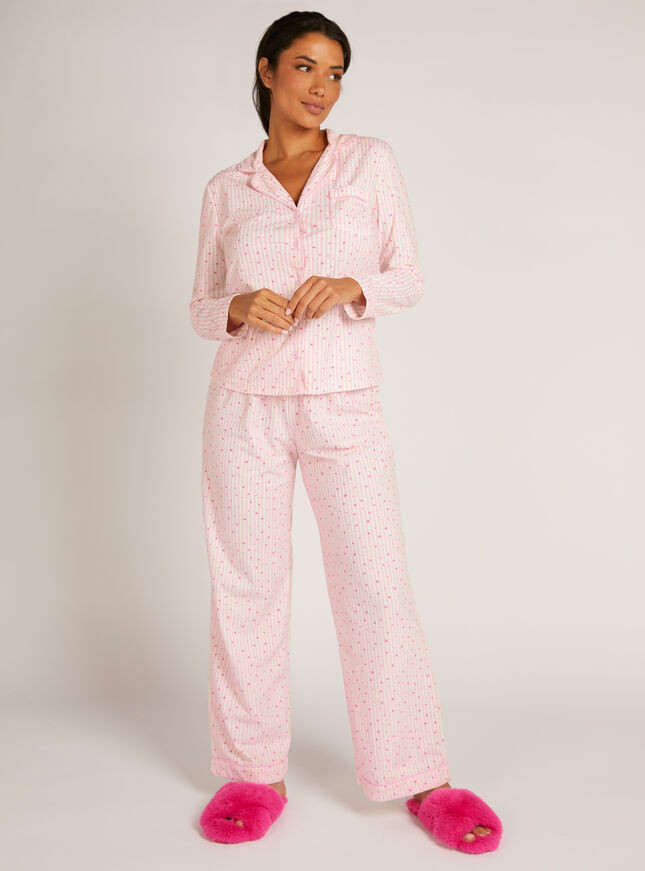 Stripe heart fleece pyjamas in a bag - Pink Mix | Boux Avenue (UK)