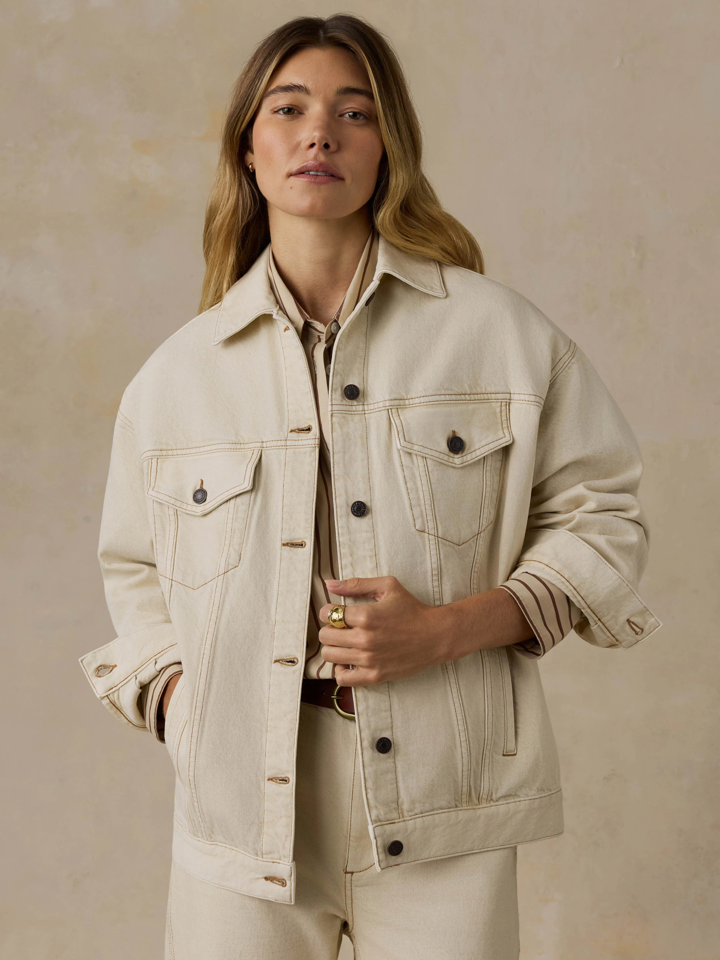 Driftwood Denim Jacket - Almond Milk | Faherty