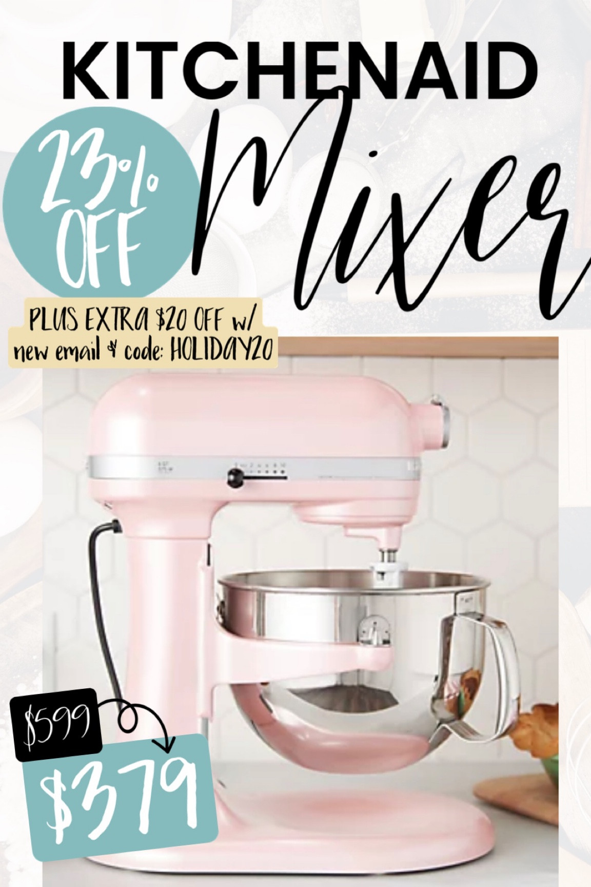 Kitchen aid mixer 23% OFF PLUS $20 Off with new email and code HOLIDAY20 - amazing deal for the best Christmas gift! 

#LTKHolidaySale #LTKhome #LTKGiftGuide