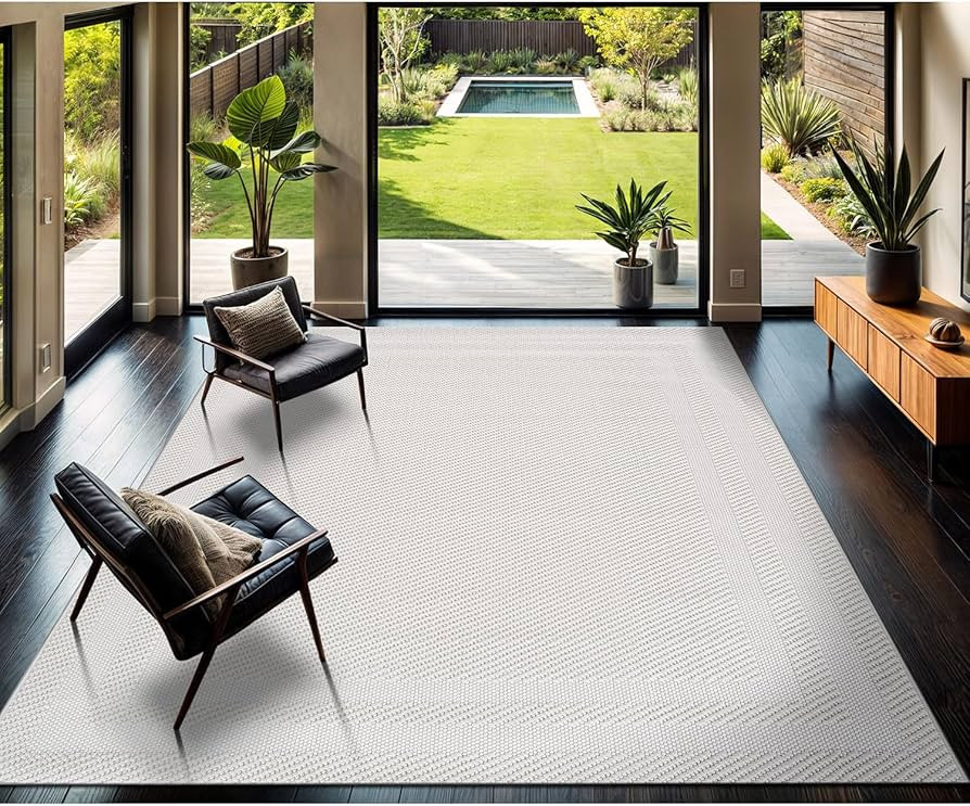 CAMILSON Micro Loop Rug 6x9 Modern Luxury Bordered Area Rugs Soft High and Low Pile Stain Resista... | Amazon (US)