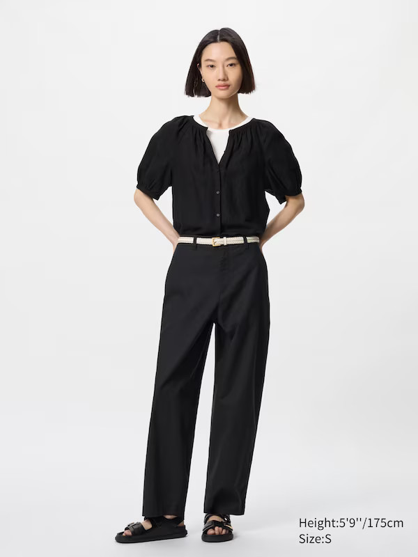 Linen Cotton Tapered Trousers (Longer) | UNIQLO (UK)