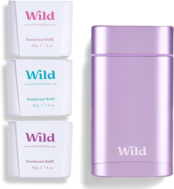 Wild - Natural Refillable Deodorant - Aluminium Free - Purple Case with Refill Variety Pack (3 x ... | Amazon (UK)