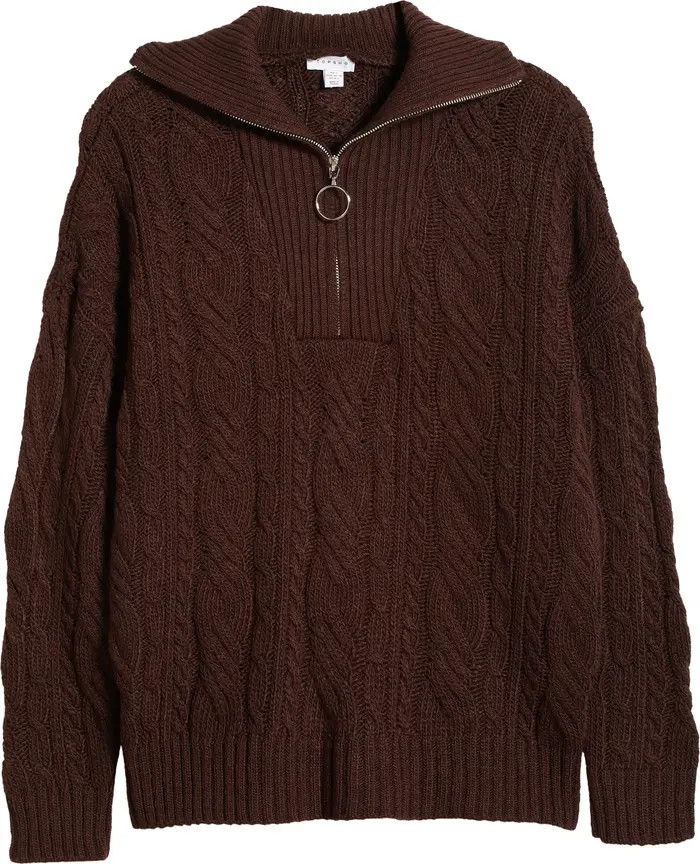 Topshop Cable Knit Half Zip Sweater | Nordstrom | Nordstrom