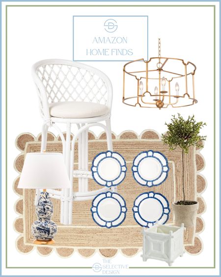 Amazon home finds 

Amazon home decor, affordable home decor, Amazon kitchen decor, white barstool, gold chandelier, gold pendant, jute rug, scalloped rug, kitchen rug, wall plates, blue bamboo plate, blue lamp, timeless home decor, topiary, planter, bamboo cache, decorative plates, southern home decor, Grandmillennial home decor, coastal home decor finds, rattan barstool 

#LTKFindsUnder50 #LTKHome #LTKFindsUnder100