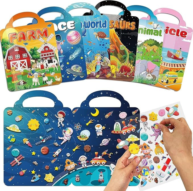 OSIMIG 6Pack Reusable Sticker Book for Kids 3+ Year olds, 300+ 3D Puffy Stickers for Toddlers Inc... | Amazon (UK)