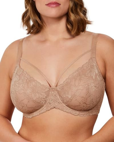 HSIA Minimizer Bras for Women Full Coverage, Unlined Lace Sexy Plus Size Underwire Bra for Large Breasts Taupe Beige | Amazon (US)