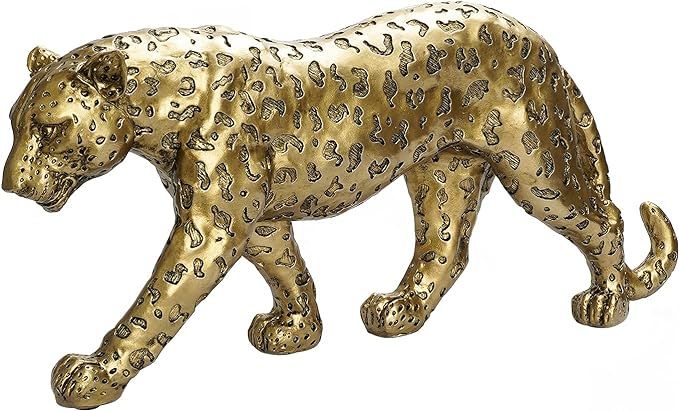 Cheetah Statue Home Decor Leopard Sculpture Resin Sitting Cheetah Figurine Desktop Table Top Orna... | Amazon (US)