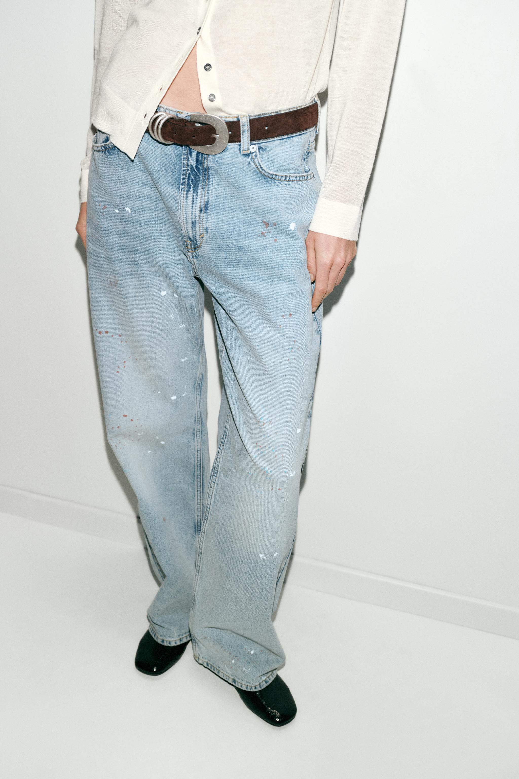 mid-waist - LOOSE STRAIGHT - PAINT-EFFECTHigh-waist jeans with five pockets. Straight leg. Front ... | Zara DE