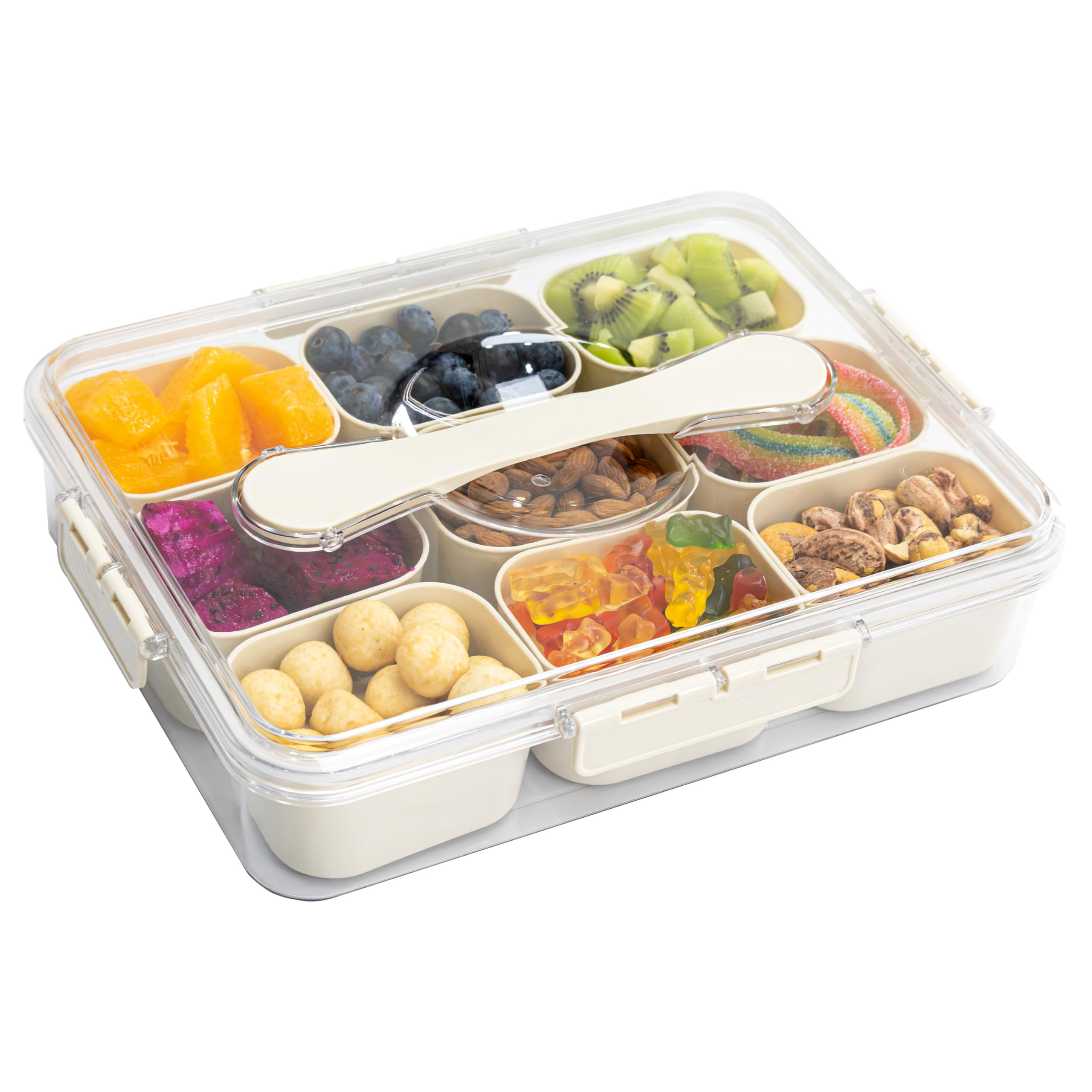 Snack Box Container, Divided Serving Tray with Lid & Handle, Portable Veggie Tray, for Candy, Fru... | Amazon (US)