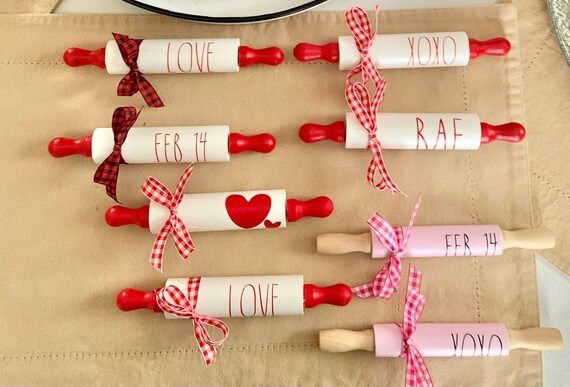 Valentine Mini Rolling Pin-Rae Dunn Inspired  Decor-Tier Tray Decor-Wooden mini rolling pins-kitc... | Etsy (US)