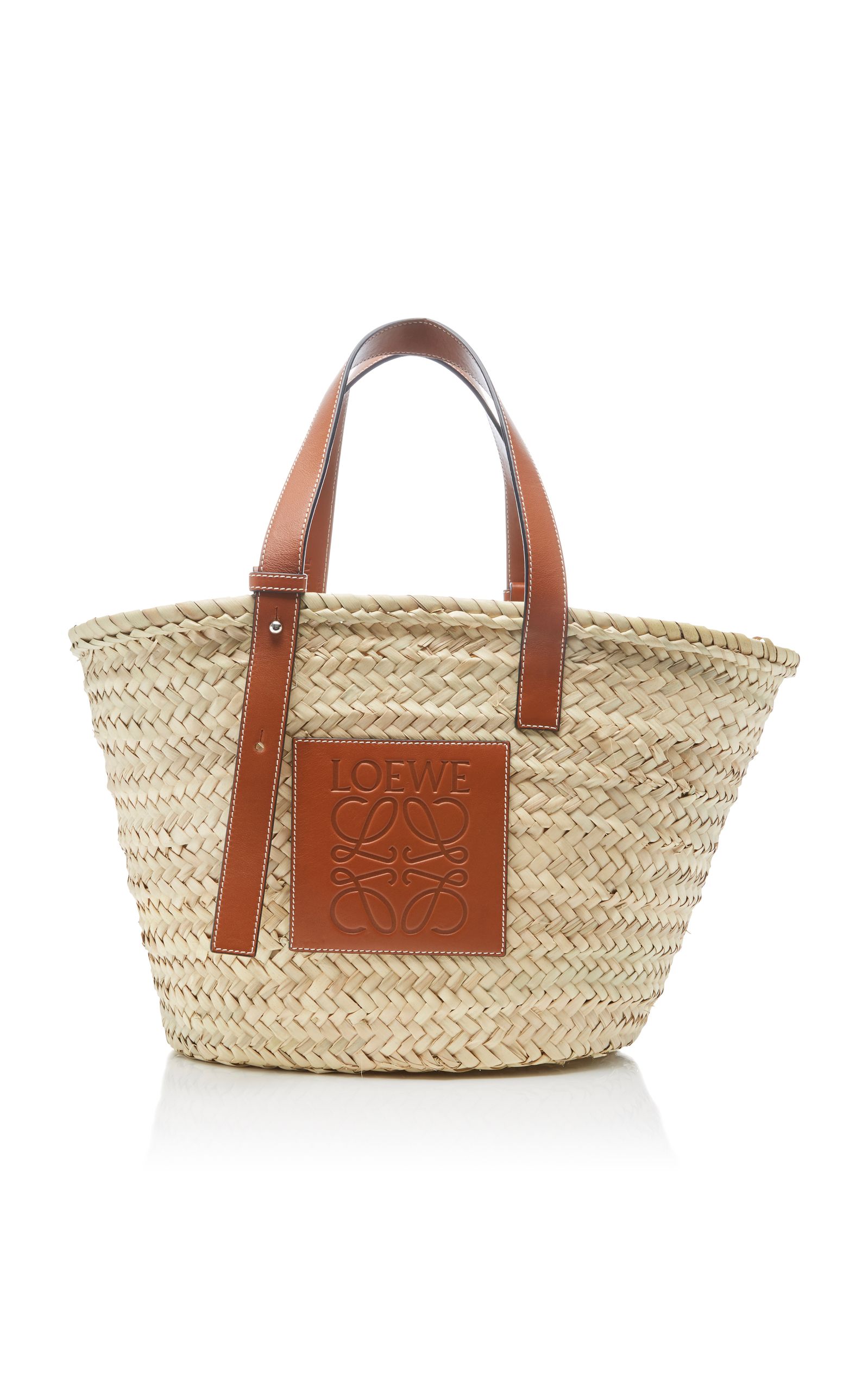 Loewe Leather-Trimmed Woven Raffia Medium Basket Bag | Moda Operandi Global