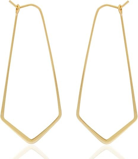 Humble Chic Geometric Chevron Hoop Threader Earrings for Women - Hypoallergenic Lightweight Cutou... | Amazon (US)