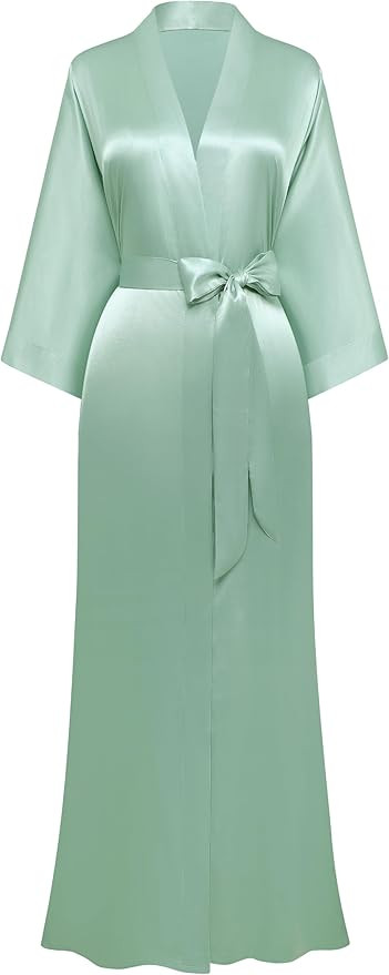 PRODESIGN Satin Kimono Robe Women Long Silky Kimono Bathrobe Sleepwear Wedding Bridesmaid Robe | Amazon (US)