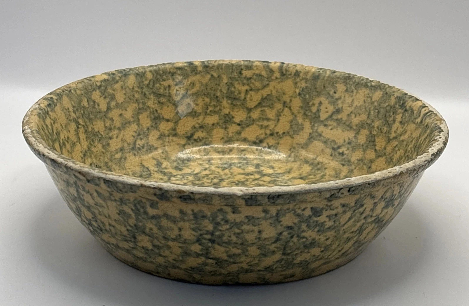 Vintage Early Blue Spongeware Yellow Ware Stoneware Pottery Bowl 6 Inch | eBay US