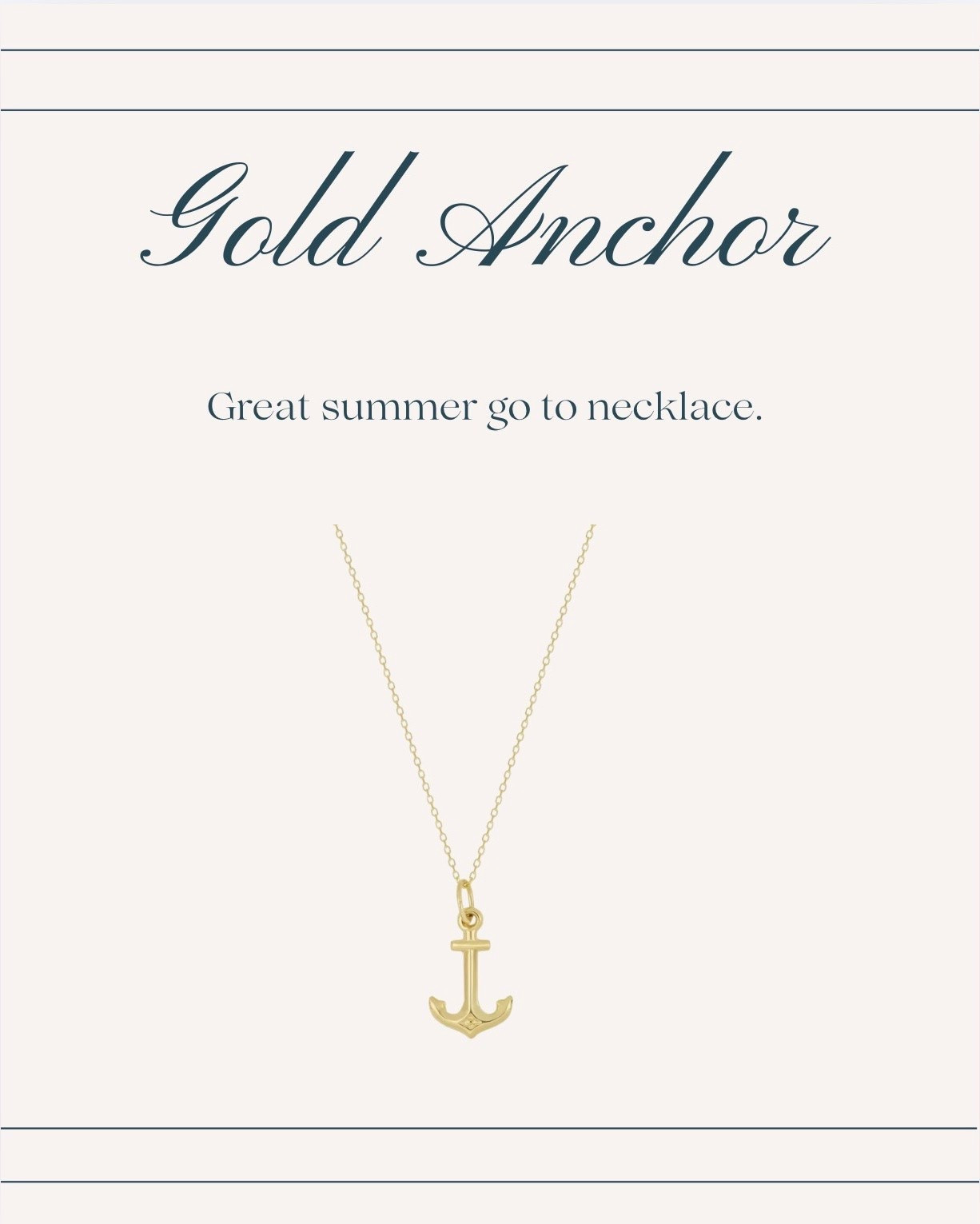 Timeless summer look! Love this gold anchor necklace for the summer season. It’s all about the nautical theme. s

#LTKOver40 #LTKSeasonal