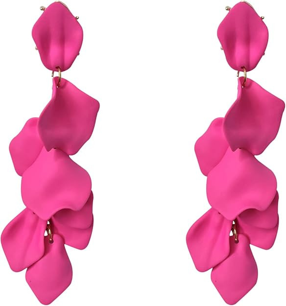Long Acrylic Rose Petal Earrings Dangle Exaggerated Flower Earrings Drop Statement Floral Tassel ... | Amazon (US)