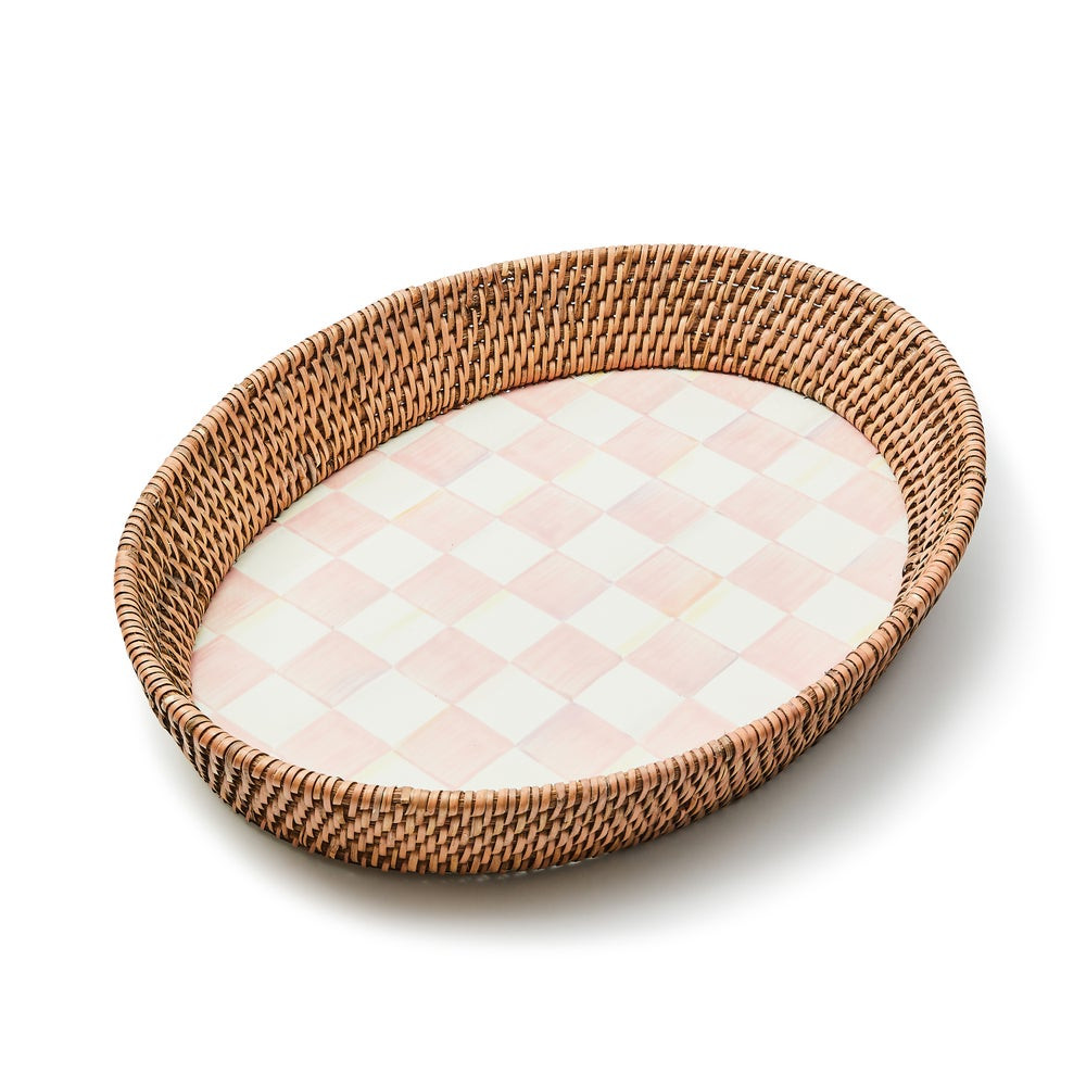 Check Enamel & Rattan Tray | MacKenzie-Childs
