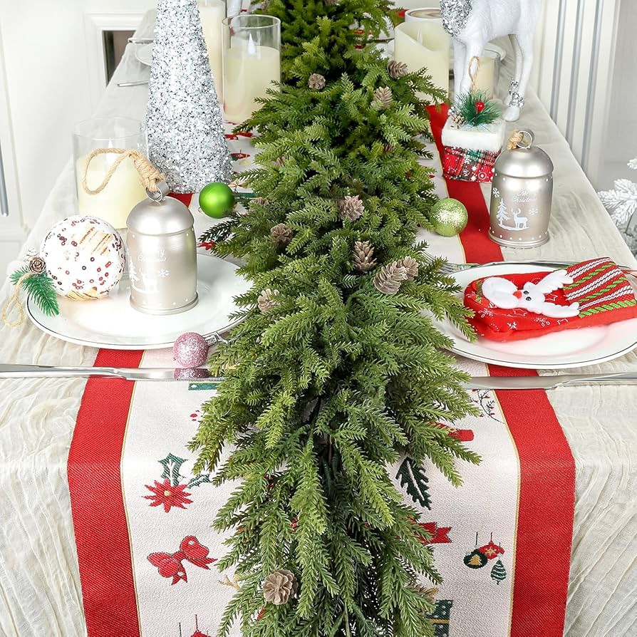 Artgar Christmas Garland - 6 FT Cedar Garland - Real Touch Pine Garland with Pine Cones, Green Ga... | Amazon (US)