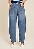Dark Mid Rise Pull On Barrel Jean | Maurices