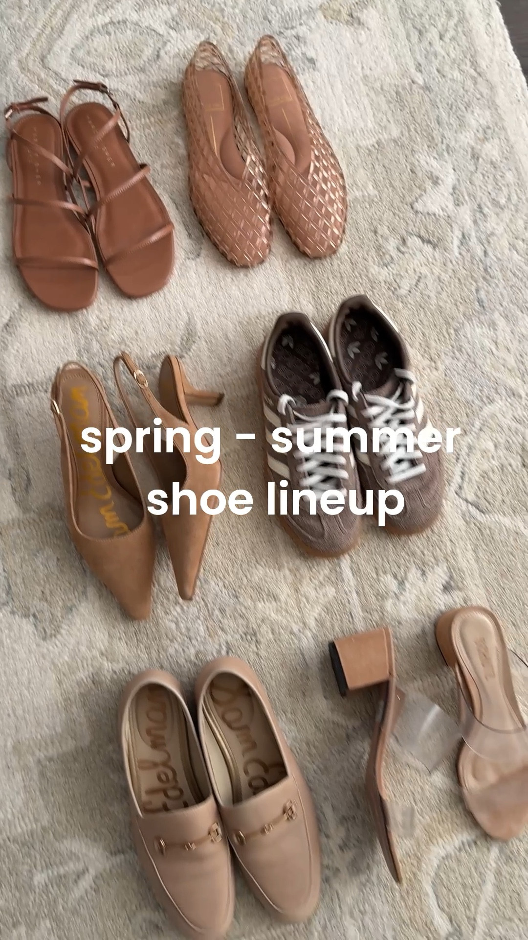 Spring / summer shoe lineup that covers casual to dressy, work to pool

I'm usually a 5 to 5.5 in most brands.

• Marc Fisher strappy sandals TTs I got 5.5 (5 could also work for me)

• Dolce Vita jelly flats in Mocha size 5, size down if you're a half size

• Sam Edelman slingback heels 5.5 slightly narrow at toes so I went with my bigger half 

• Adidas handball spezial sneakers 5, runs big and fits loosely on me, would size down half if they made smaller

• Sam Edelman Loraine loafers 5.5

• Schutz sandals 5.5

• Sezane ballerina flats US 4 is like a 5 in other brands, worn with heel lifts so they don’t rub my anklestrendstrends trends trends 

#LTKspring #LTKspringtrends #LTKSeasonal