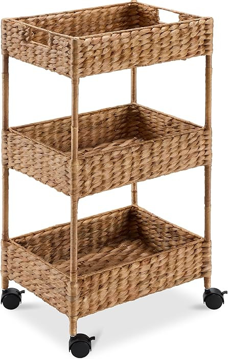 Best Choice Products 3-Tier Water Hyacinth Rolling Nursery Caddy w/Wheels, Utility Cart, Storage ... | Amazon (US)