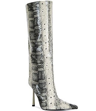 Azalea Wang Madeye Snake Print Stiletto Boots - 11 | Dillard's