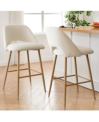 26 Inch Boucle Counter Stool Set Of 2 with Metal Legs-Maison Boucle - Macy's | Macy's