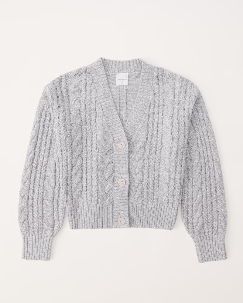 cropped cable stitch cardigan | Abercrombie & Fitch (US)